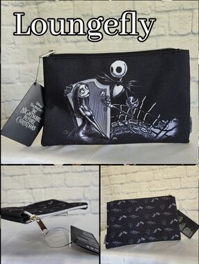 Loungefly Nightmare Before Christmas Jack Skellington Sally Zip Pouch Bag New